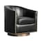 Flash Furniture Myles Club Style Commercial Barrel Accent Armchair, Black Leathersoft Upholstery, Brass Nail Trim BS-AC22-061-BLKPU-GG - alternate 3